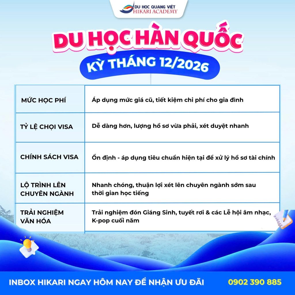 Du học Hàn Quốc kỳ tháng 12